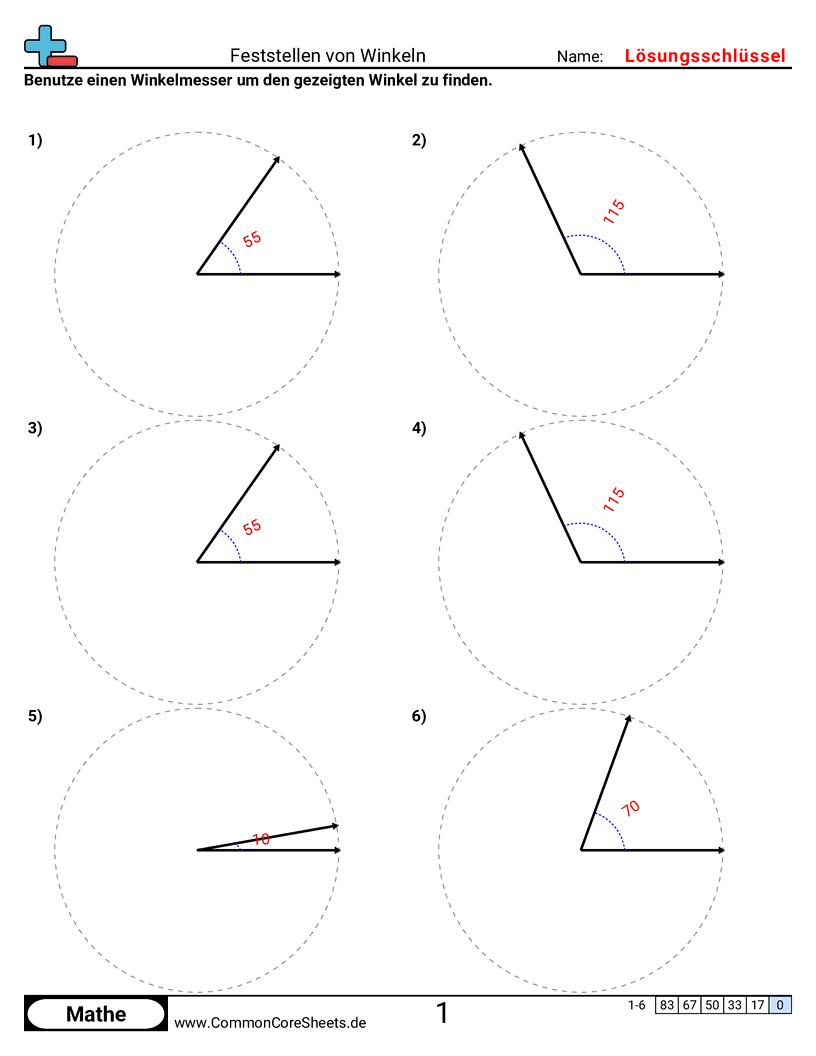 Arbeitsblätter zu Winkel - winkel-finden-mit-winkelmesser worksheet