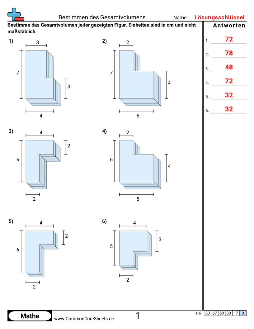 Gesamtvolumen finden worksheet preview