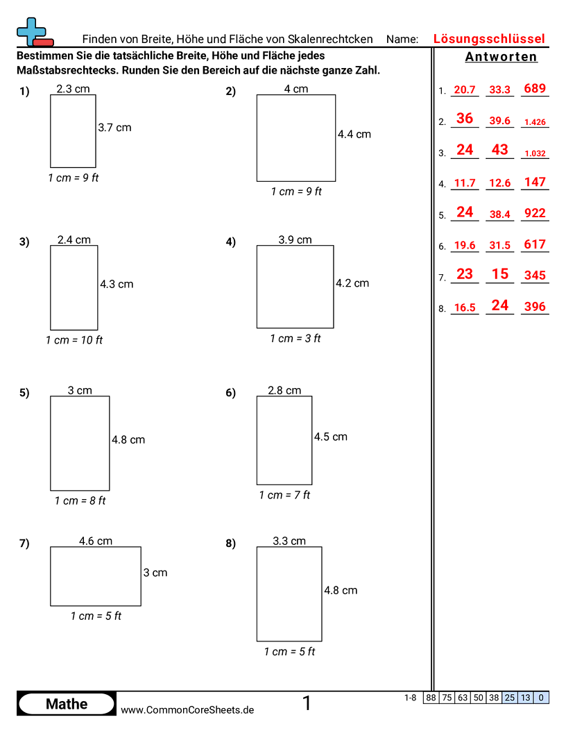 Arbeitsblätter zu Fläche & Umfang - breite-hohe-und-flache-von-massstabsgetreuen-rechtecken-finden worksheet