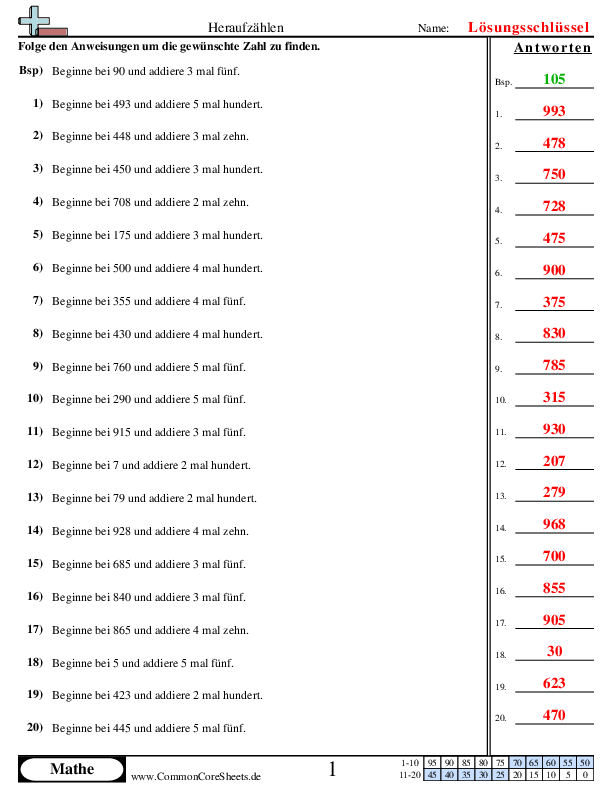  - heraufzahlen worksheet