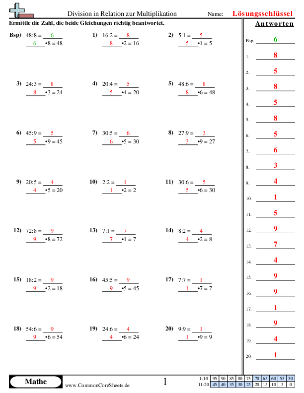  - division-in-relation-zur-multiplikation worksheet