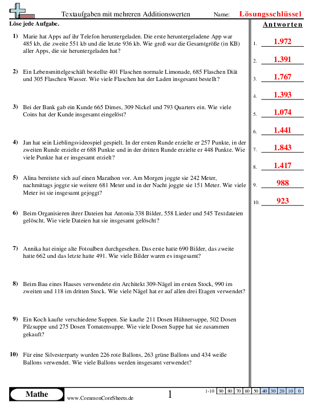  - multiple-addends-3-digits-word worksheet