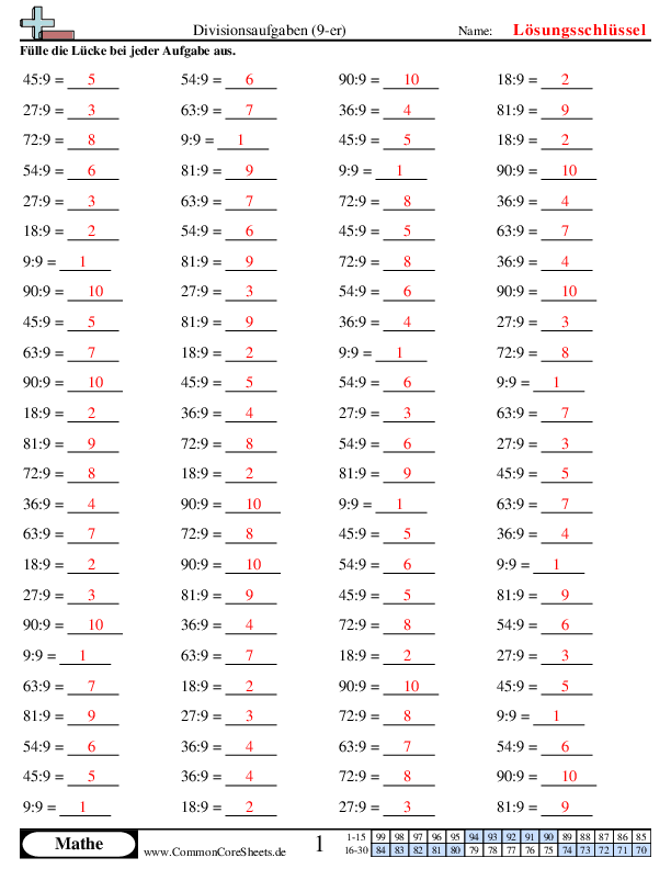  - 9-er worksheet