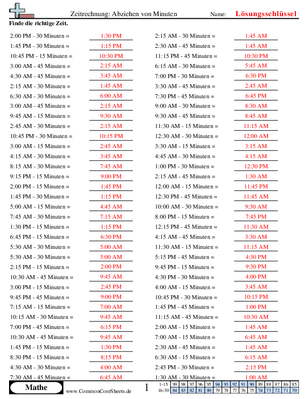  - minuten-abziehen worksheet