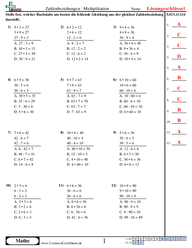  - ermitteln-der-fehlenden-zahlenbeziehung-multiple-choice worksheet