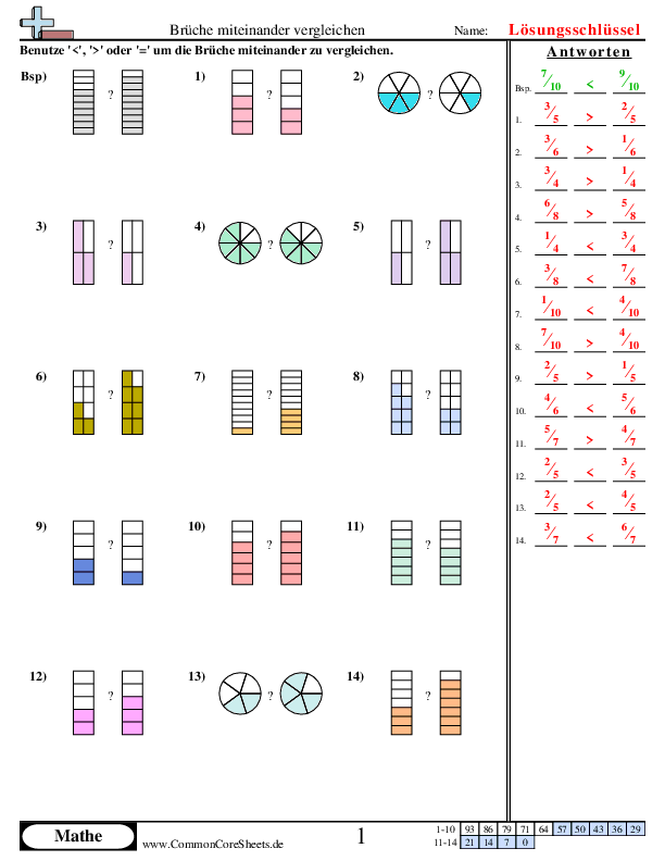  - bruche-vergleichen worksheet