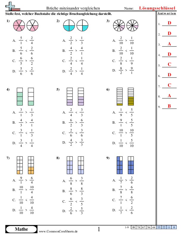  - bruche-vergleichen worksheet