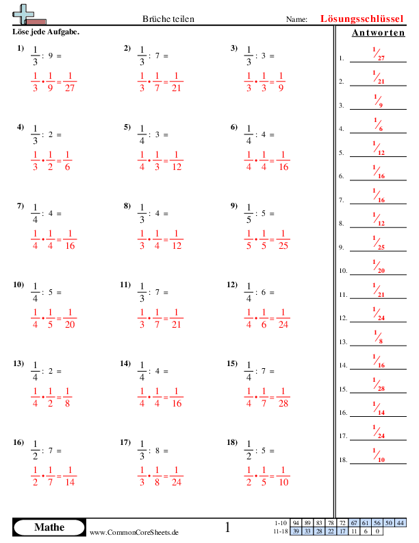  - bruche-teilen worksheet