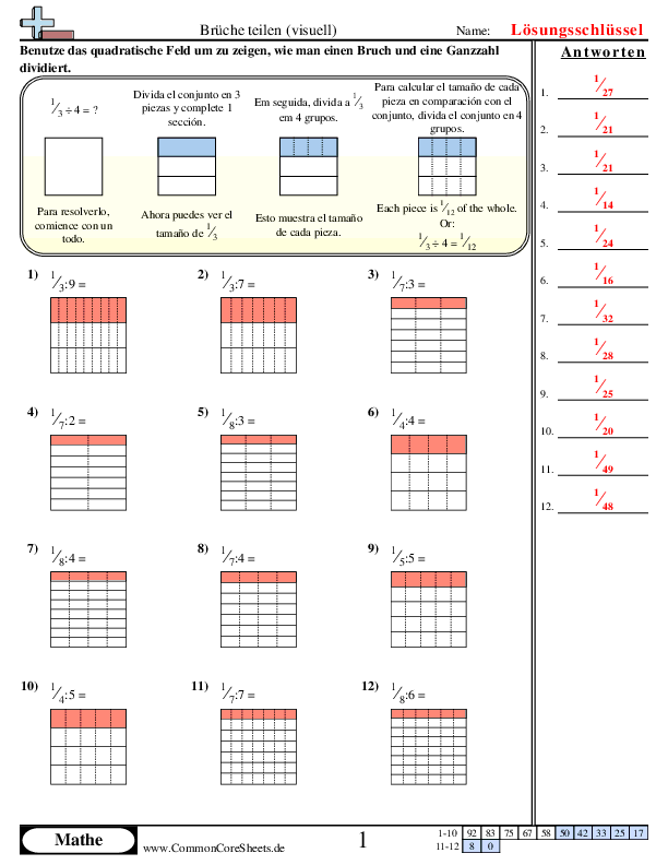  - bruche-teilen-visuell worksheet