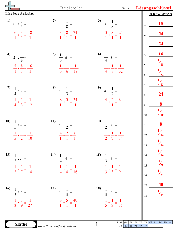  - bruche-teilen worksheet