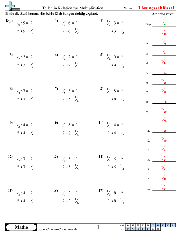  - division-in-relation-zur-multiplikation worksheet