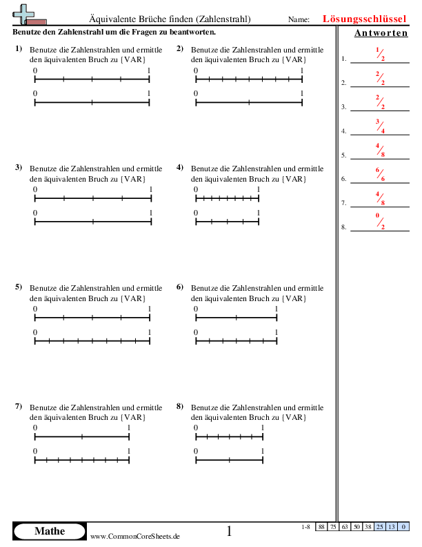  - aquivalente-bruche-mit-zahlenstrahlen worksheet