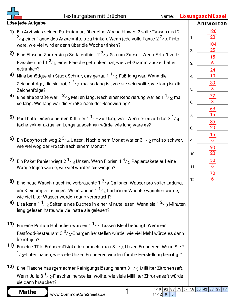 Arbeitsblätter zur Brüchen - bruche-multiplizieren worksheet