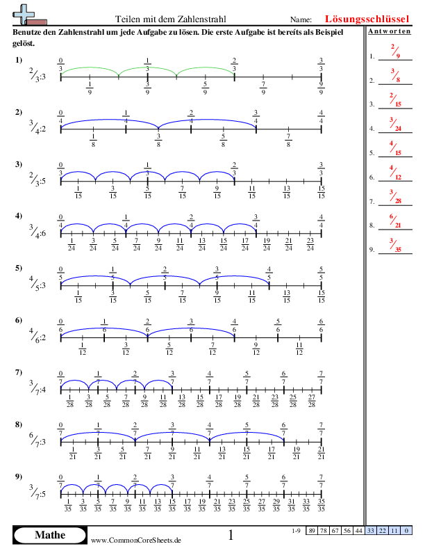  - bruche-auf-dem-zahlenstrahl-durch-eine-ganzzahl-teilen worksheet