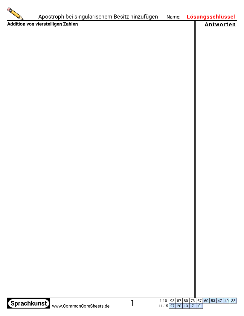  - Apostroph bei Singular-Genitiv setzen worksheet