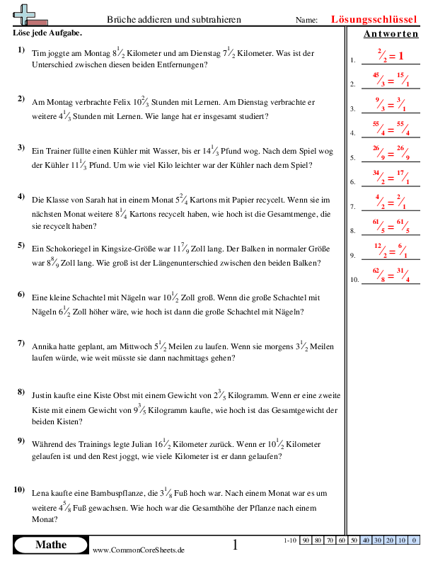  - textaufgaben-mit-dem-gleichen-nenner worksheet