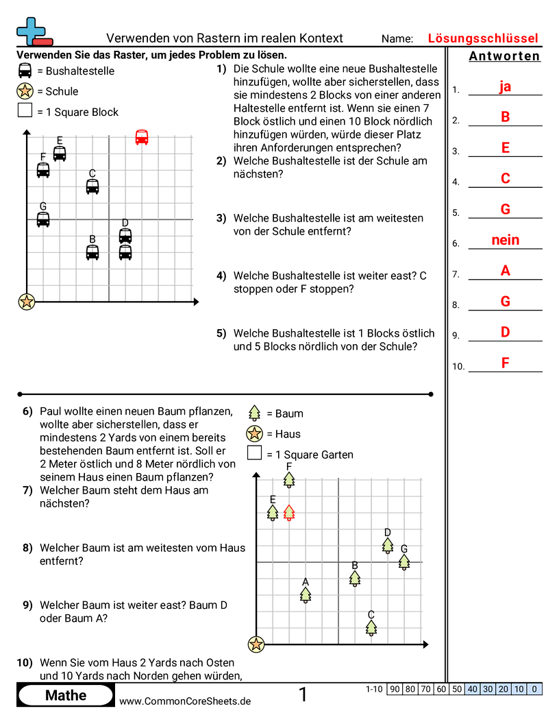 Arbeitsblätter zum Koordinatensystem - koordinatensysteme-im-alltag-verwenden worksheet