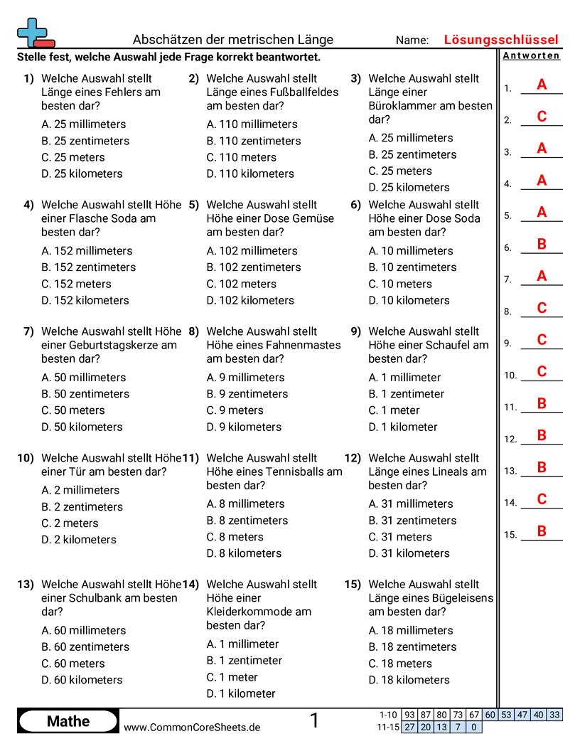 Arbeitsblätter zu Maßeinheiten - passende-masseinheit-bestimmen-metrisch worksheet