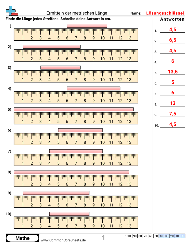 Arbeitsblätter zu Maßeinheiten - metrisches-lineal worksheet