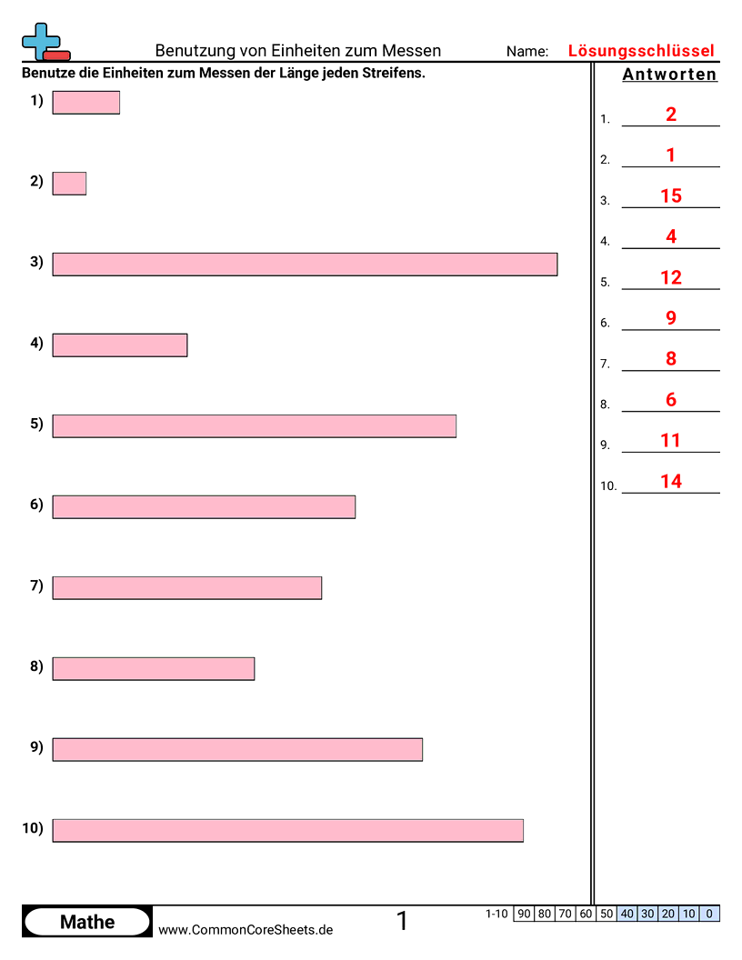 Arbeitsblätter zu Maßeinheiten - mit-einheiten-messen worksheet