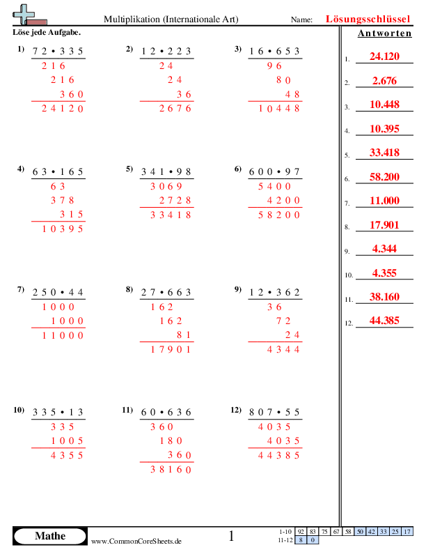  - multiplikation-internationale-art worksheet