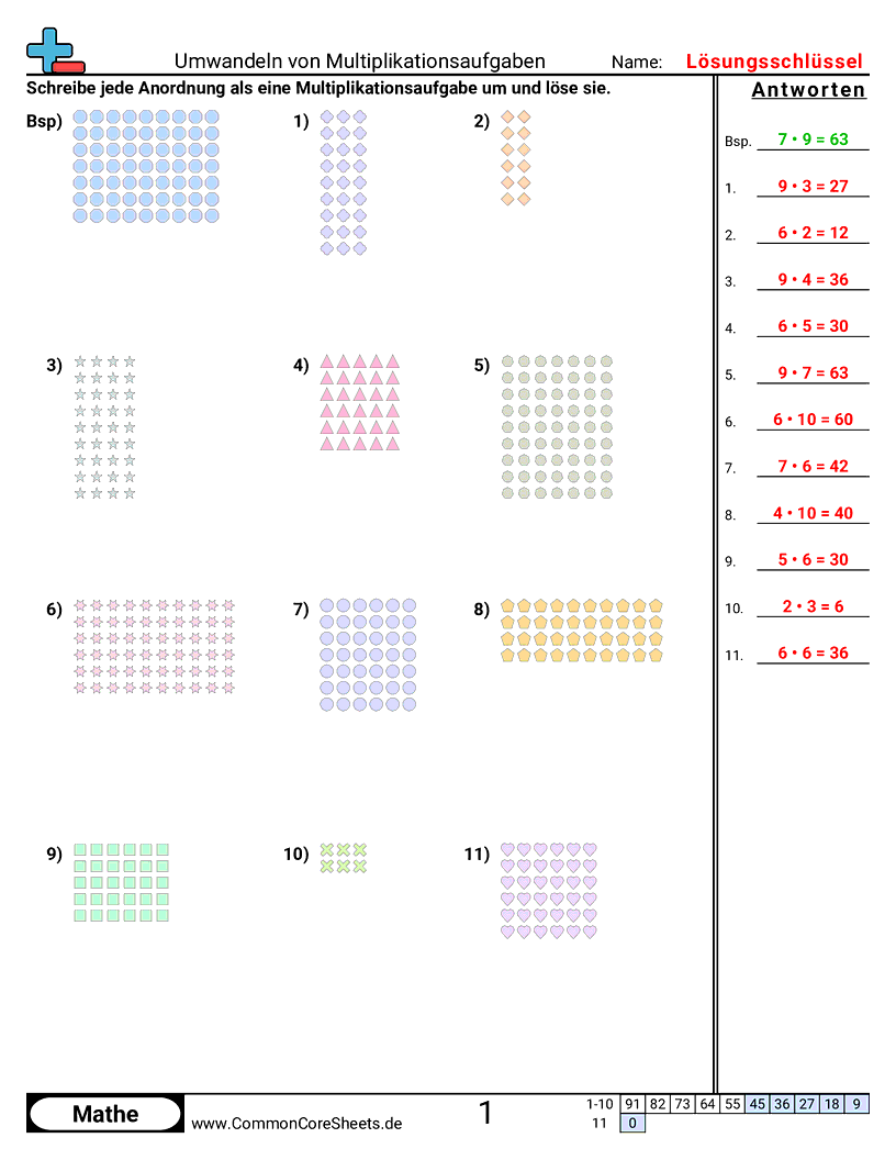 Arbeitsblätter zur Multiplikation - multiplikation-umschreiben-visuell worksheet