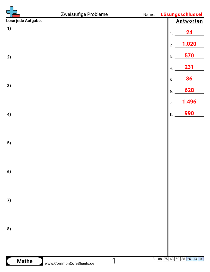 Arbeitsblätter zu mehrstufigen Aufgaben - zwei-schritt-aufgaben-multiplizieren-dann-dividieren worksheet