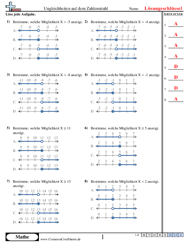  - ungleichheiten-auf-dem-zahlenstrahl-zuordnen worksheet