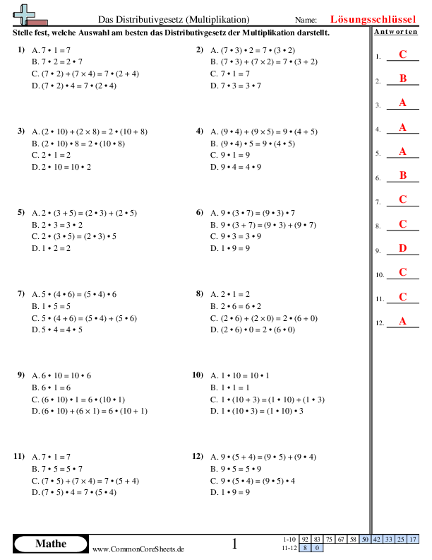  - distributivgesetz worksheet