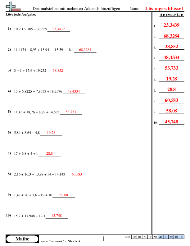  - addieren-subtrahieren-von-dezimalzahlen-horizontal worksheet