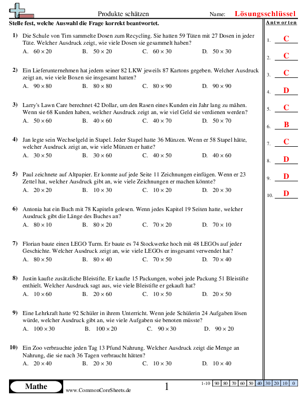  - produkte-schatzen-multiplikation worksheet