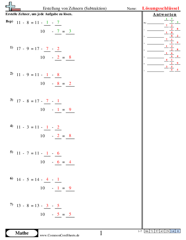  - erstellen-von-zehnern worksheet