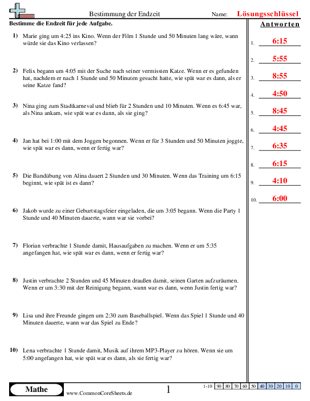  - zeit-rechnung worksheet