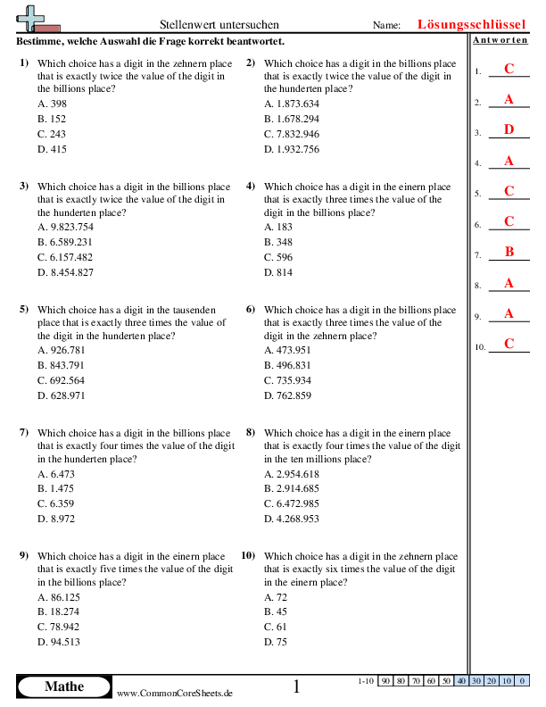  - stellenwert-untersuchen worksheet